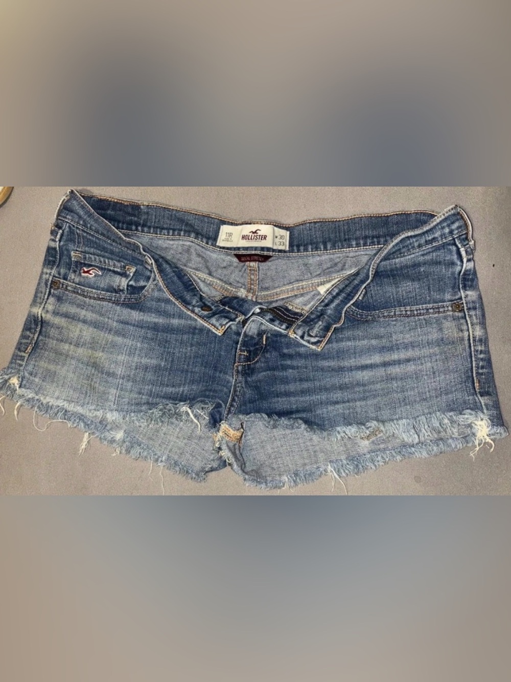Hollister low rise y2k 11R Denim Jean Shorts Blue Waist 30. No stretch.